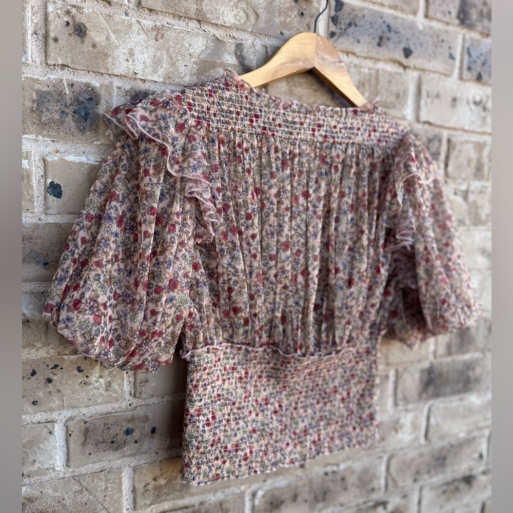 Free People Beatrice Floral Print Brown Lace Up Puff Sleeve Blouse
Top Size S - Picture 9 of 14